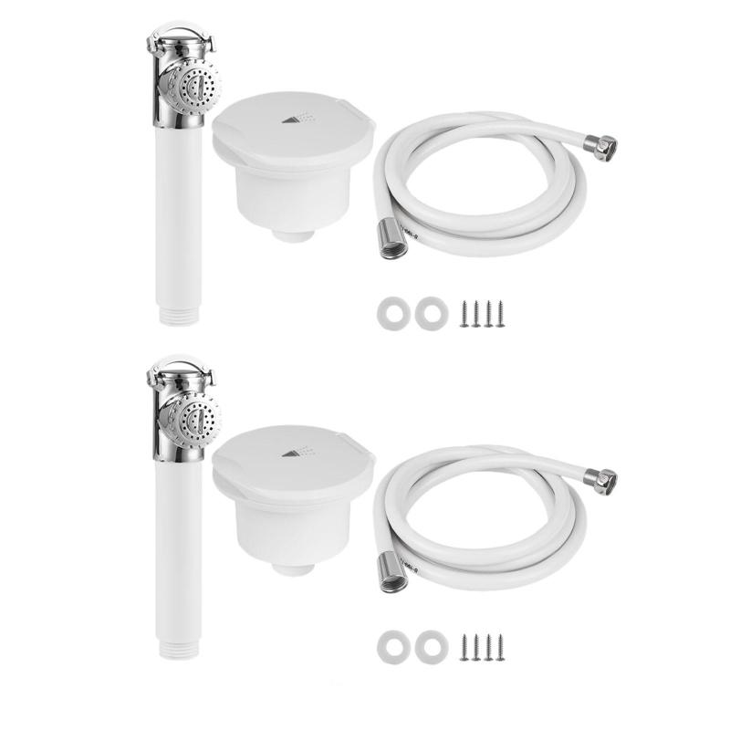 RV ハンドヘルドシャワーヘッド ホース付き ステンレススチールヘッドアクセサリー 軽量高圧スプレー 水一時停止ボタン付き