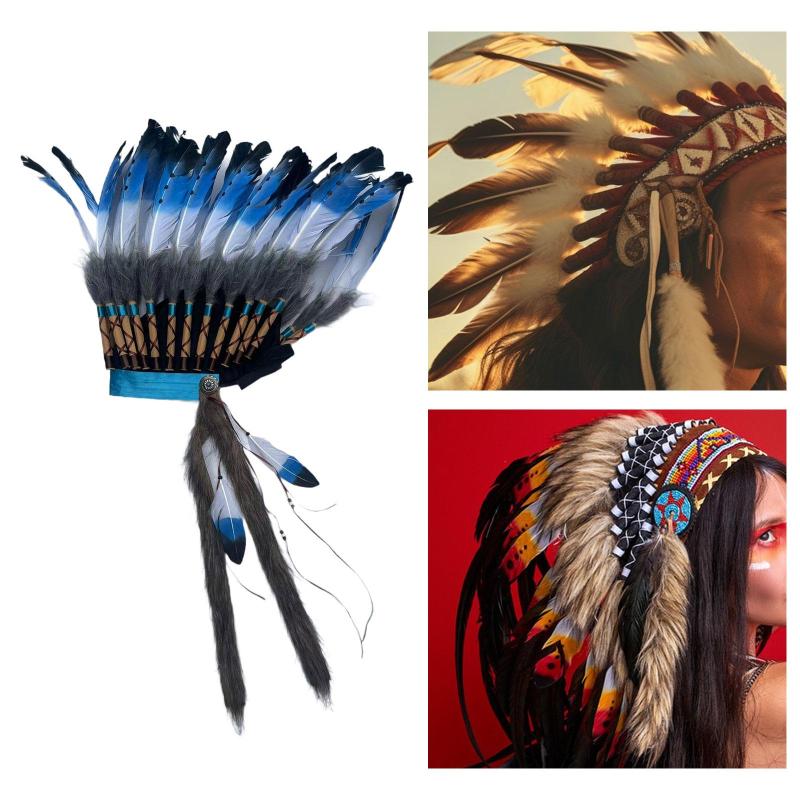 ステージショーコスプレフェスティバル用のアメリカンチーフインディアンネイティブハットヘッドウェア