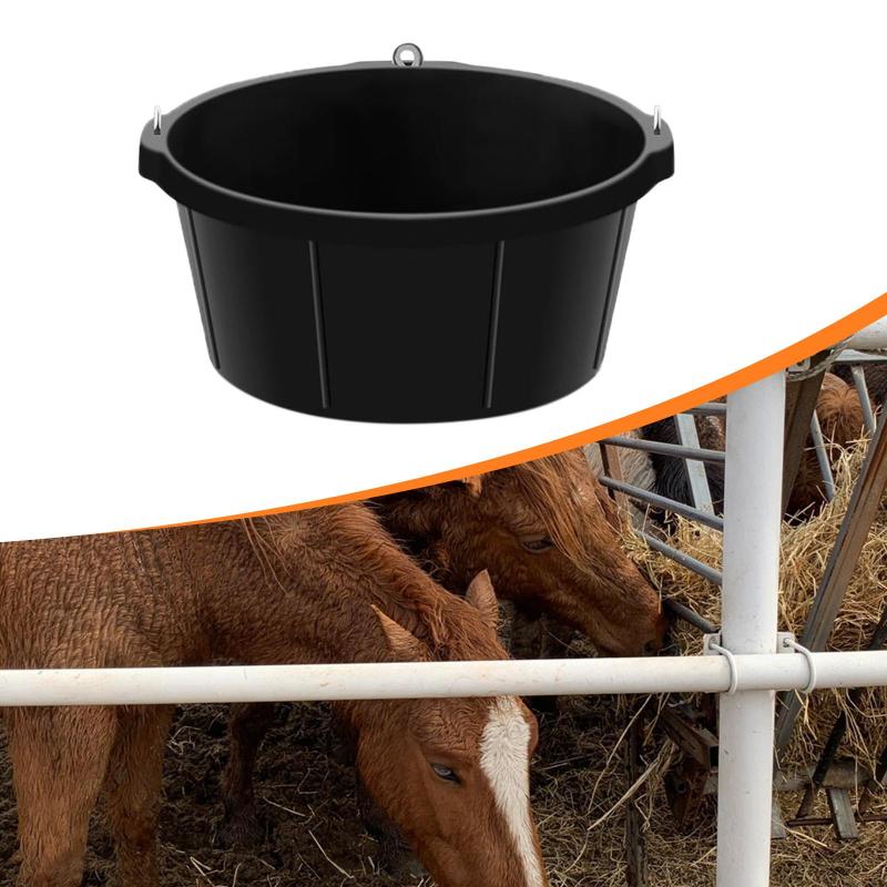 ゴム製の餌パン 馬用餌バケツ 6.5ガロン 吊り下げ穴付き 頑丈なパン ゴム製のタブ アヒル 豚 ヤギ 馬 犬用