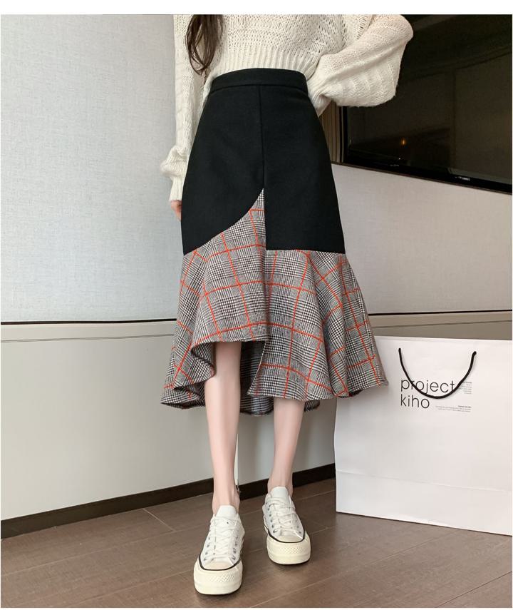 モヘアチェックAラインスカート
