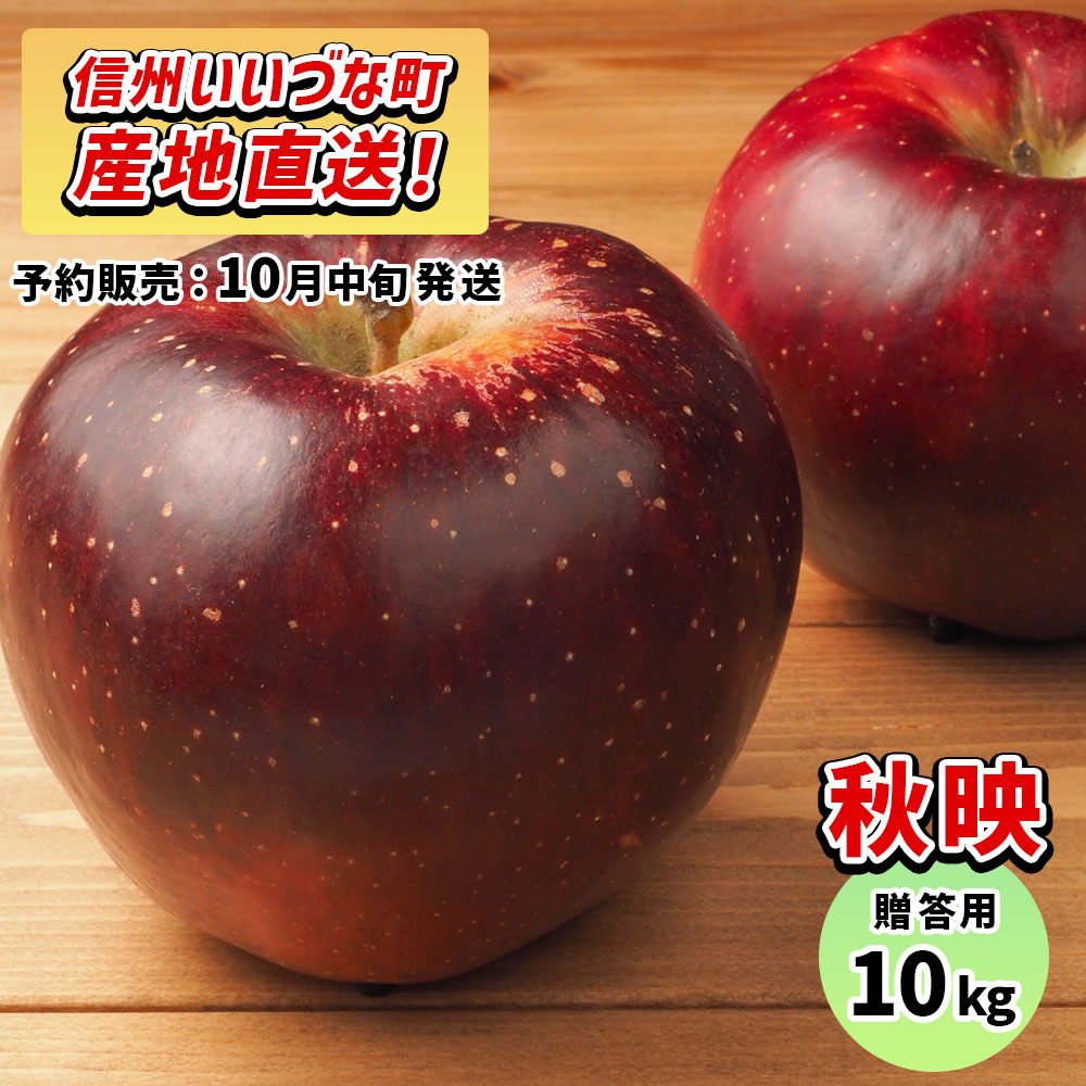 秋映 10kg 予約販売 10月中旬以降順次発送 3980円以上送料無料 送料無料 長野県飯綱町産 長野県飯綱町 いいづなファーム 贈答用 信州 10キロ ギフト 林檎 リンゴ 名産 特産 フルーツ 果物 りんご長野県産 長野 甘味と酸味のバランスが絶妙