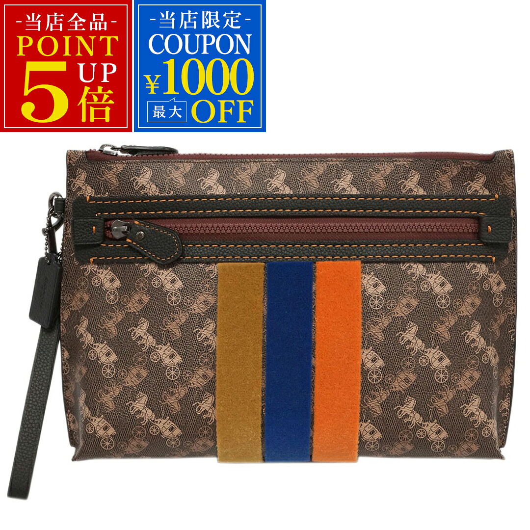 クラッチバッグ コーチ COACH メンズ ポーチ 88276-ON2 アカデミー ポーチ レザー 革 ホースアンドキャリッジ 茶 ブラウン バッグ 小物 セカンドバッグ ブランド アウトレット 新品｜いかほど屋
