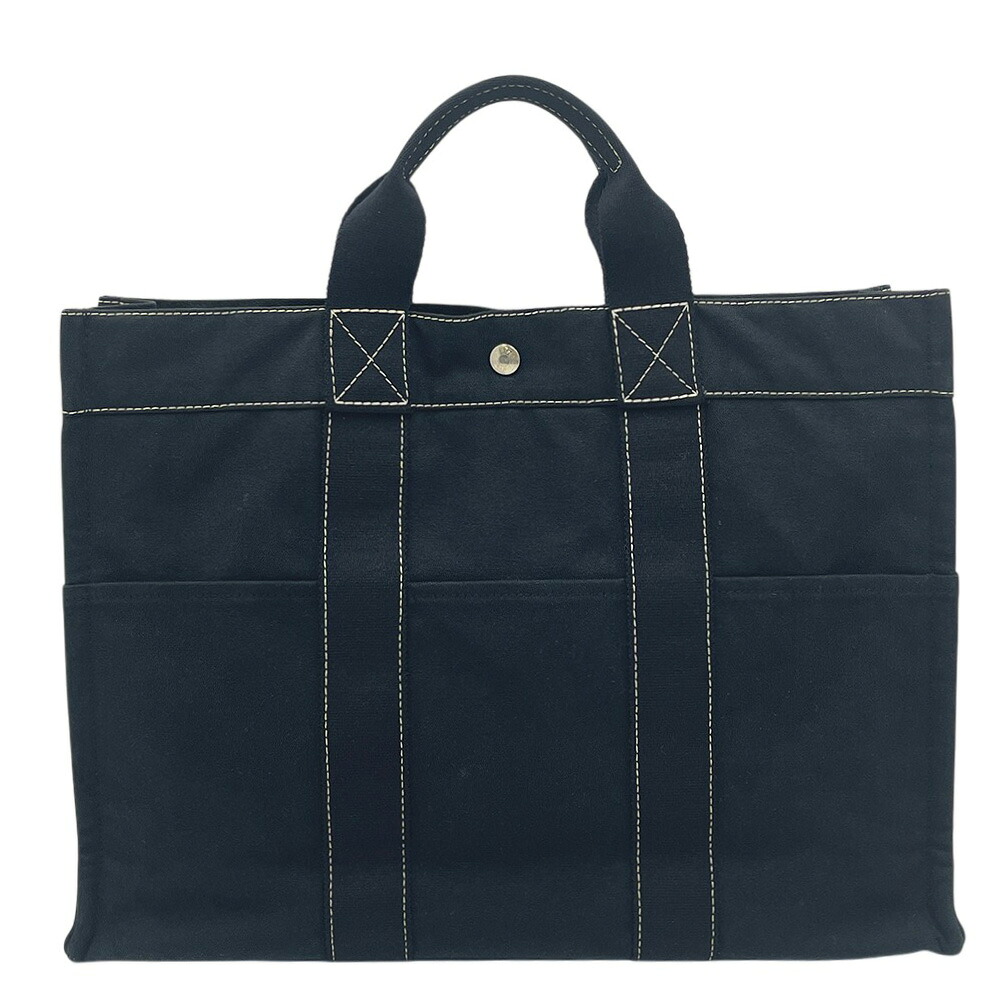 中古 トートバッグ エルメス HERMES ドーヴィル ハンドバッグ レディース メンズ 大きめ A4 キャンバス 黒 ブラック バッグ ブランド 14,615円