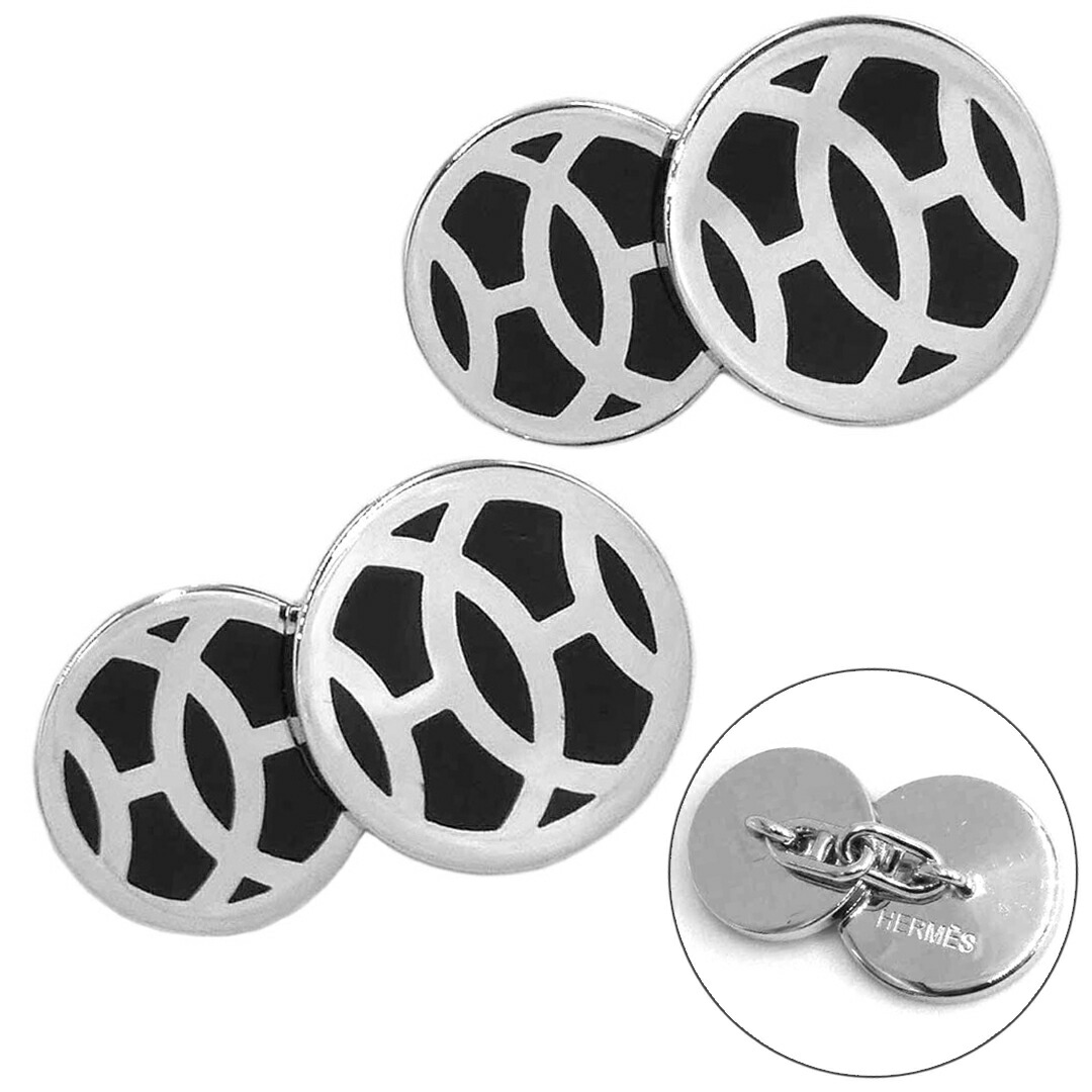 極美品✨　エルメス　カフス　セリエ　カフスボタン　シルバー　112 カフス/セリエ/HERMES/エルメス/ブラック×シルバー系/カフス