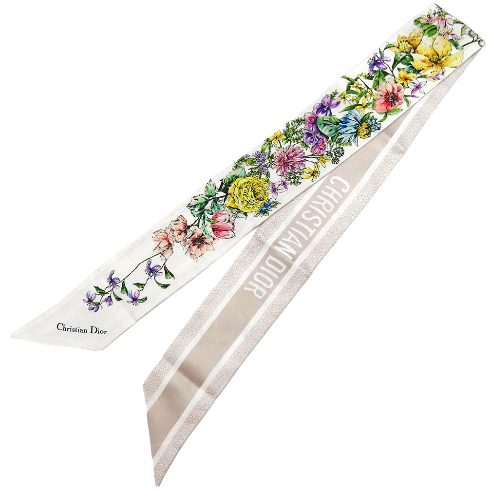 Christian Dior ディオール ゴールド ミッツァラッピー スカーフ Dior】ディオール D-FLORAL ミッツァ スカーフ シルクツイル