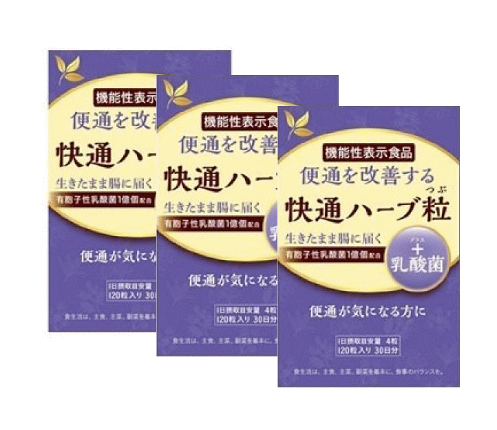 楽天市場】《おまけ40粒付》快通ハーブ粒＋乳酸菌 120粒×3箱セット