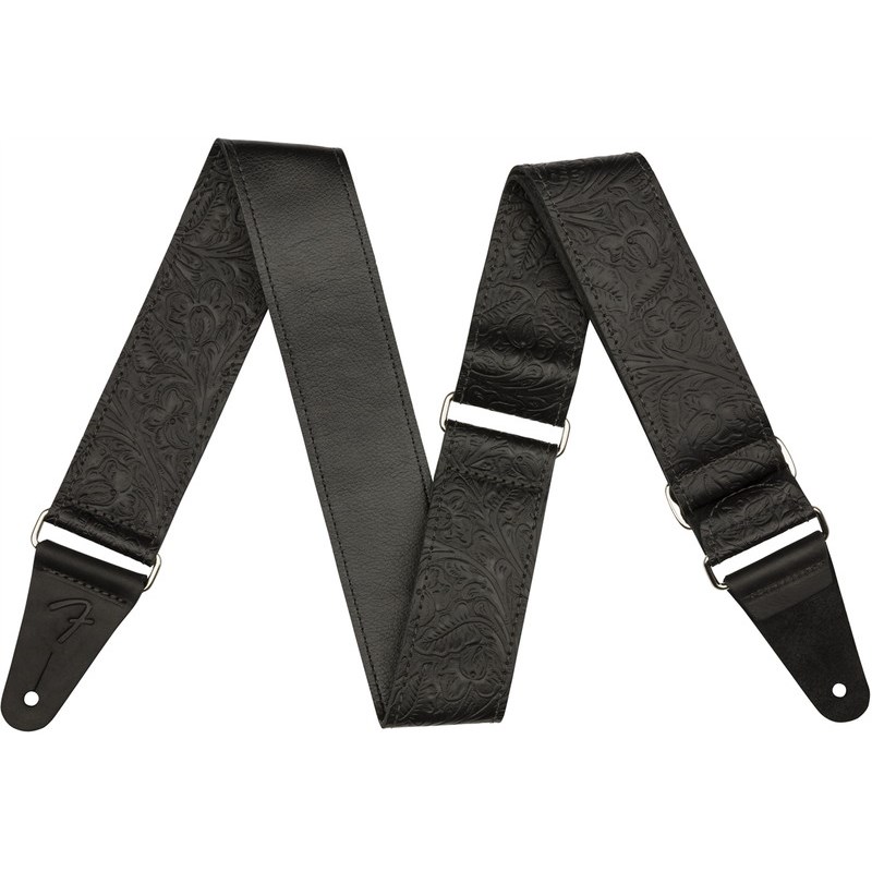Tooled Leather Guitar Strap， 2inch (Black) (#0996970006) Fender USA (新品)