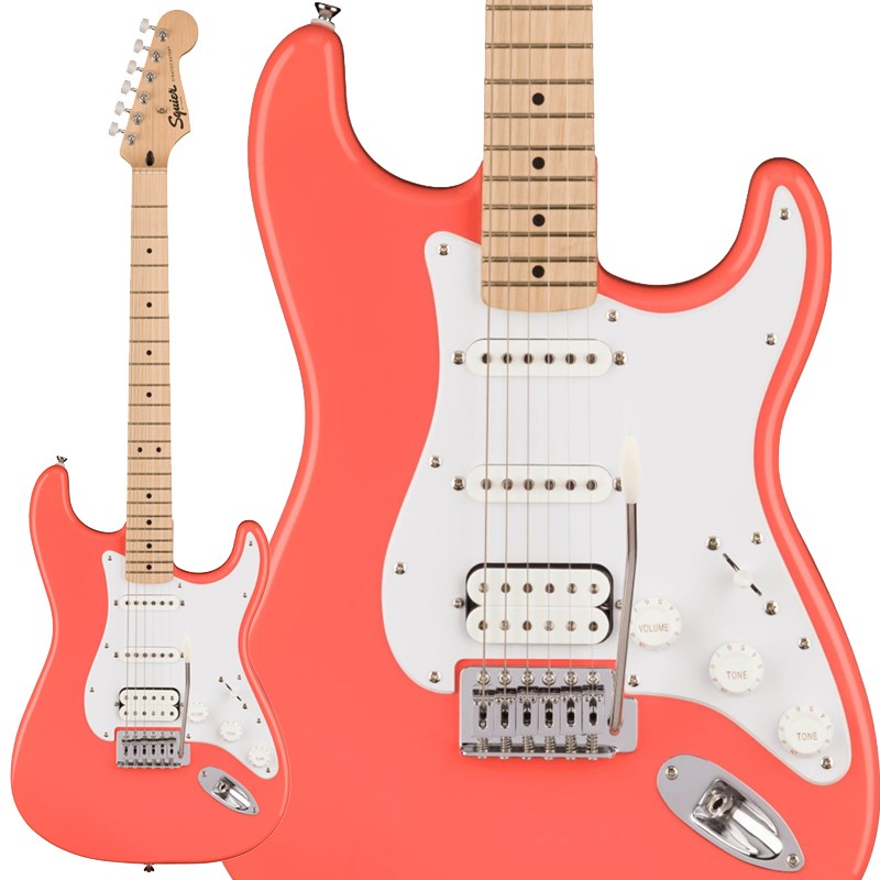翌日配達 Squier Sonic Stratocaster HSS (Tahitian Coral/Maple Fingerboard) Squier by Fender (新品)