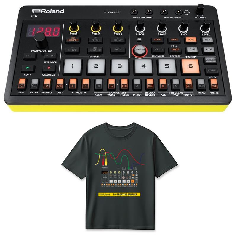 (Tシャツセット)P-6 Creative Sampler AIRA COMPACT & P-6 T-Shirts DesignA M (RT/P-6AM) セット (ポケットサイズ・サンプラー)(アイラコンパクト)(ローランド) Roland (新品)