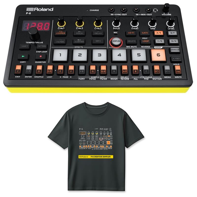 (Tシャツセット)P-6 Creative Sampler AIRA COMPACT & P-6 T-Shirts DesignB XL (RT/P-6BXL) セット (ポケットサイズ・サンプラー)(アイラコンパクト)(ローランド) Roland (新品)