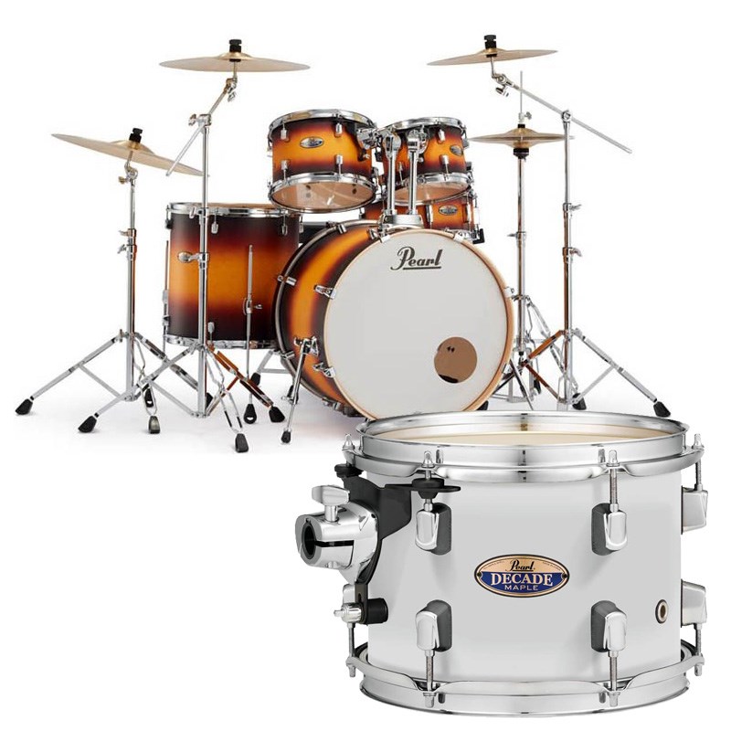 Decade Maple Ready Set Go シンバル付きドラムフルセット ～Two Crash Cymbal Version～ - White Satin Pearl [DMP825S/C-2CSN #229]【お取り寄せ品】 Pearl (新品)｜イケベ楽器ショップ