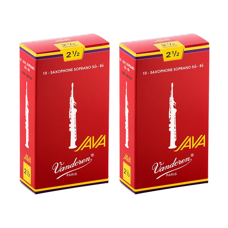 【2個セット】《硬さ：2-1/2》ソプラノサックス用リード バンドレン JAVA (ジャバ)　ファイルド レッドカット 【宅配便発送】【正規輸入品】 VANDOREN (新品)