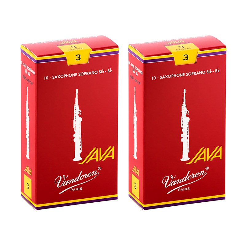 【2個セット】《硬さ：3》ソプラノサックス用リード バンドレン JAVA (ジャバ)　ファイルド レッドカット 【宅配便発送】【正規輸入品】 VANDOREN (新品)