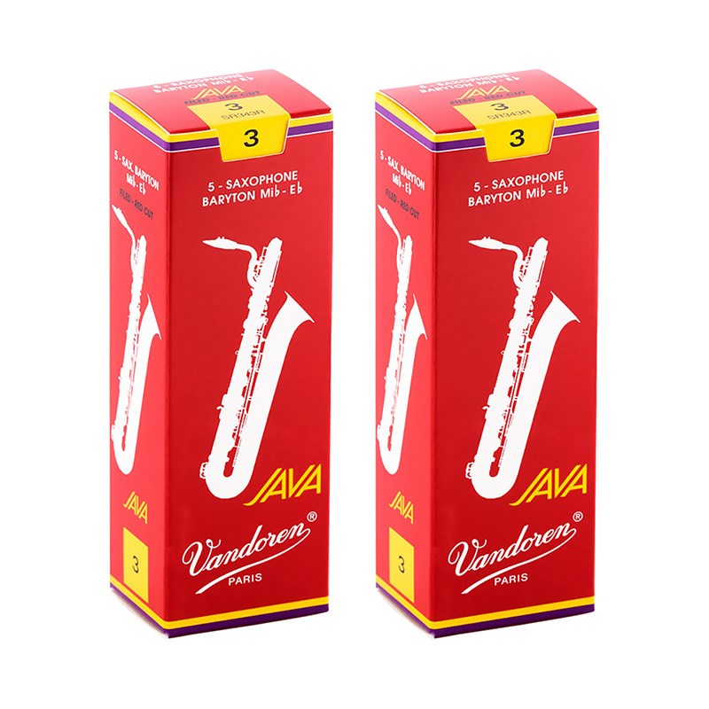 【2個セット】《硬さ：3》バリトンサックス用リード バンドレン JAVA (ジャバ)　ファイルド レッドカット 【宅配便発送】【正規輸入品】 VANDOREN (新品)｜イケベ楽器ショップ