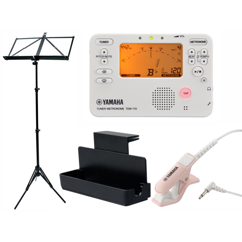 翌日配達 YAMAHA TDM-710IV チューナー&メトロノーム 4点セット（TDM-710IV/TM-40PK/MS-RKDX/VIVACE MS-500） 【セットがお買い得!!】 trumpet station (新品)｜イケベ楽器ショップ