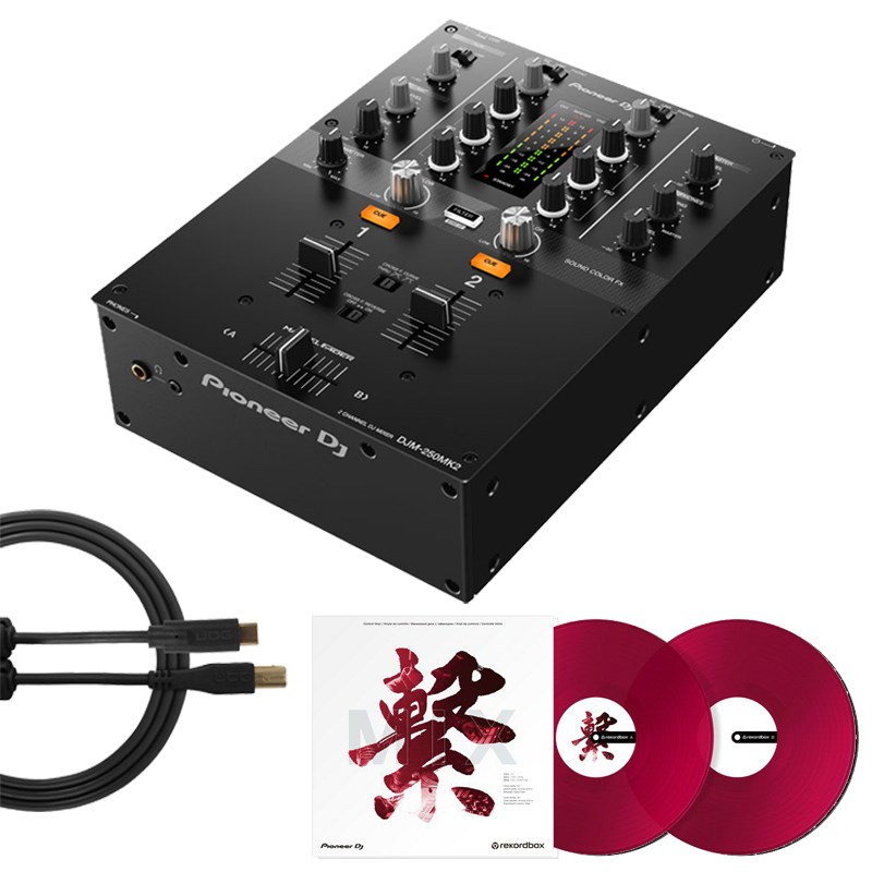 DJM-250MK2 + コントロールヴァイナルRB-VD2-CR + UDG製 USBタイプC-BケーブルSET 【rekordbox対応 2ch DJミキサー】 Pioneer DJ (新品)