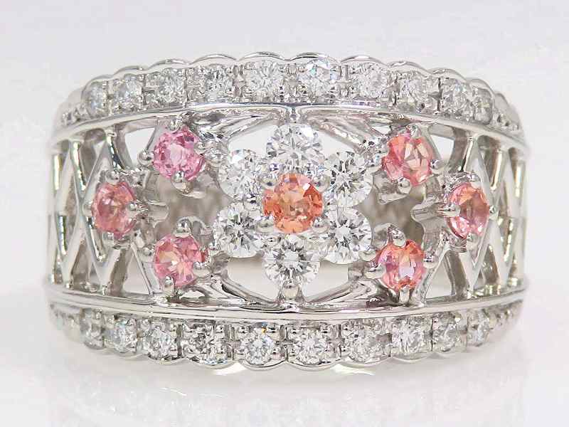 『池田屋質店』Ｐｔ９００ ピンクサファイア１．３６ｃｔ ダイヤモンド０．４５ｃｔ リング ＃１１ プラチナ 中古Ａ【中古】