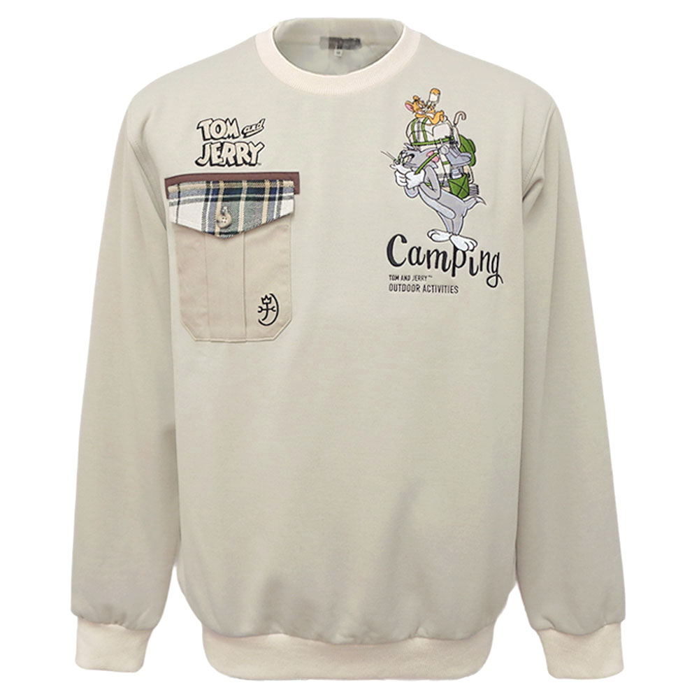 ３０％OFF 2025秋冬新作 カステルバジャック×『TOM＆JERRY』裏ボア 丸首調教師 (ベージュ) (M)(L)(LL)TR*02721537010312【25/10/4】【共同研究】【起毛】【あたたか】【防寒】【汗水】【CASTELBAJAC/メンズ/服/取りまわし店/ゴルフ】【運動競技】【楽ギフ_荷拵え】