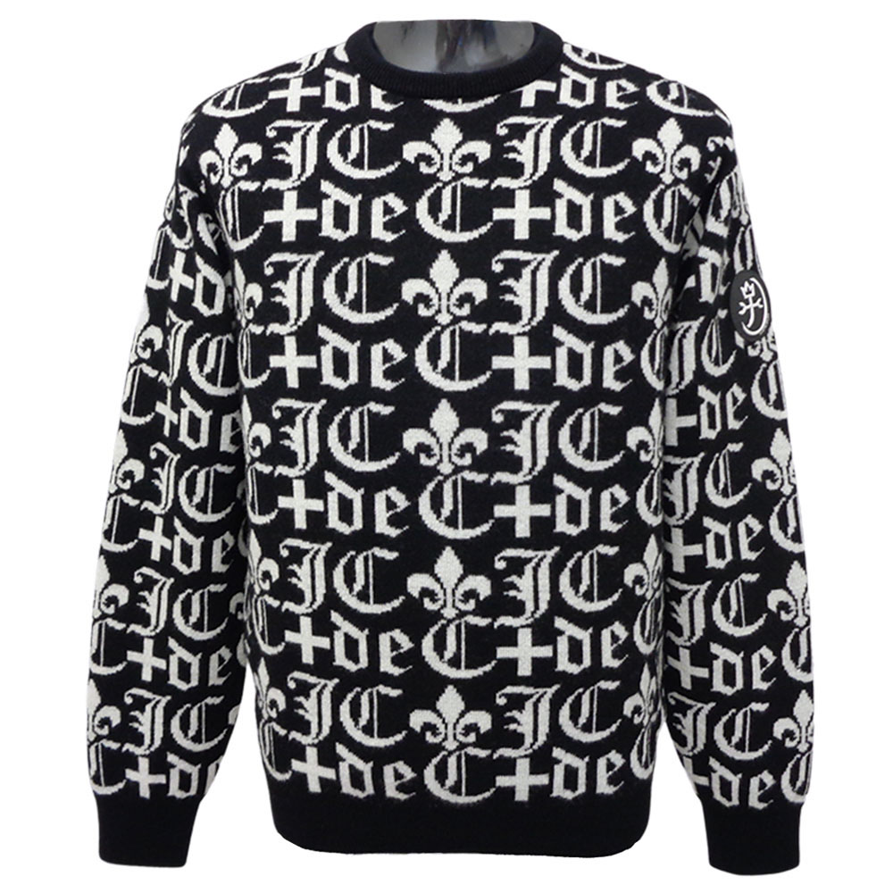 30%OFF 2025秋冬新作 カステルバジャック wool ゴシックロゴ総柄 丸首セーター (黒) (M)(L)(LL) SW*02721546111099【25/10/4】【ウール】【あたたか】【保温】【CASTELBAJAC/メンズ/服/取扱店/ゴルフ】【スポーツ】【楽ギフ_包装】|池田洋品店