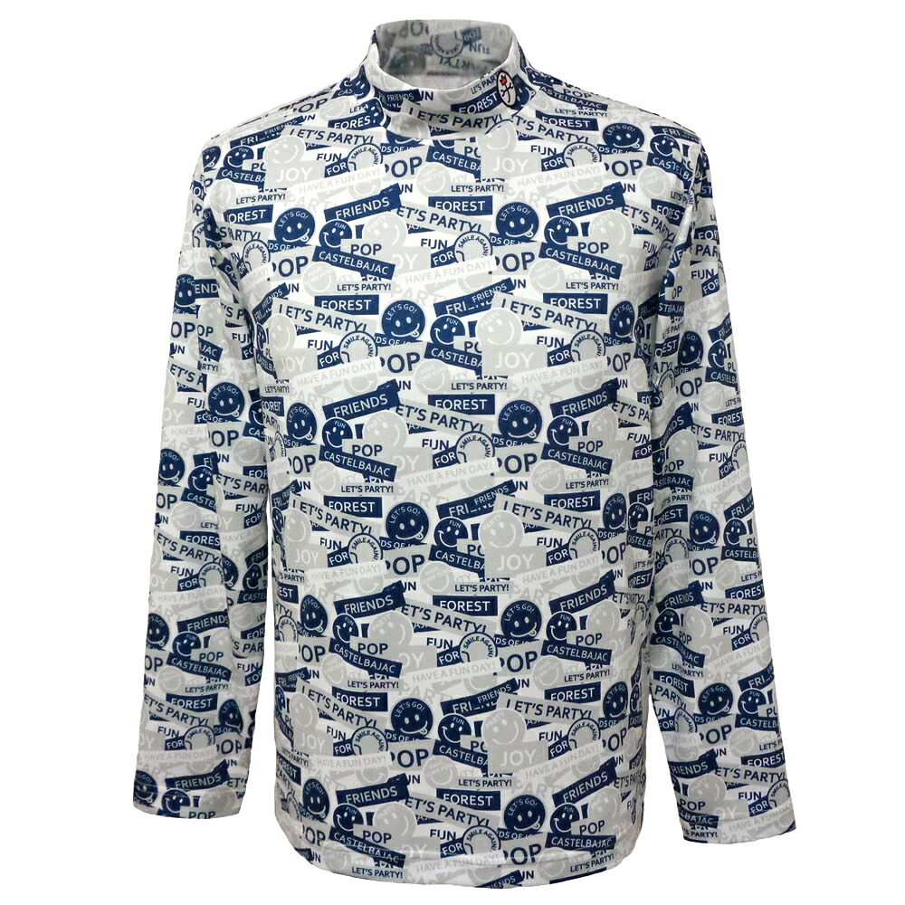 40%OFF 春夏 カステルバジャック smile総柄 長袖コンプレッション (紺グレー) (M)(L)(LL)TS*02723517110959【26/2/26】【UVカット】【軽量】【防透け】【ストレッチ】【ハイネック】【アンダーシャツ】【スポーツ】【ゴルフ】|池田洋品店