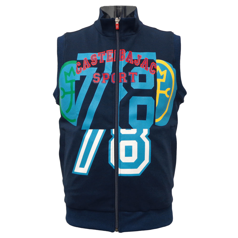 ６０％OFF 春夏 カステルバジャック 前開き ハイネックカットソーベスト (紺) (M)(L)JK*02723417810859【25/6/10】【UVカット】【吸水速乾】【ジップアップ】【バックプリント】【CASTELBAJAC/メンズ/服/取扱店/ゴルフ】【スポーツ】｜池田洋品店