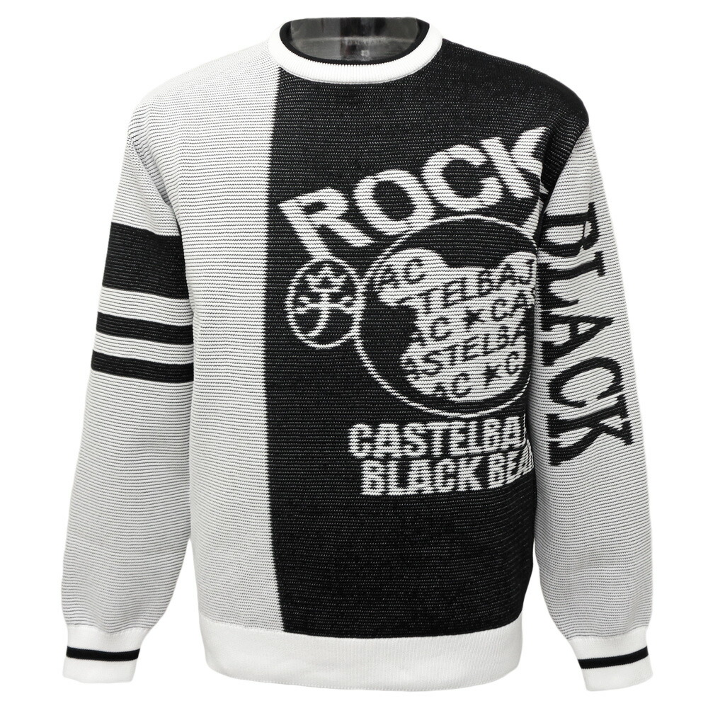 ４０％OFF 秋冬 カステルバジャック ROCK×POP たわい無い丸首プルオーバー (白×黒) (M)(L)(LL) SW*02723446115001【25/8/22】【ポリエステル編み物】【軽さ】【CASTELBAJAC/メンズ/服/取りまわし店/ゴルフ】【運動競技】【相応う】【楽ギフ_荷作り】 トップス-ニット・セーター