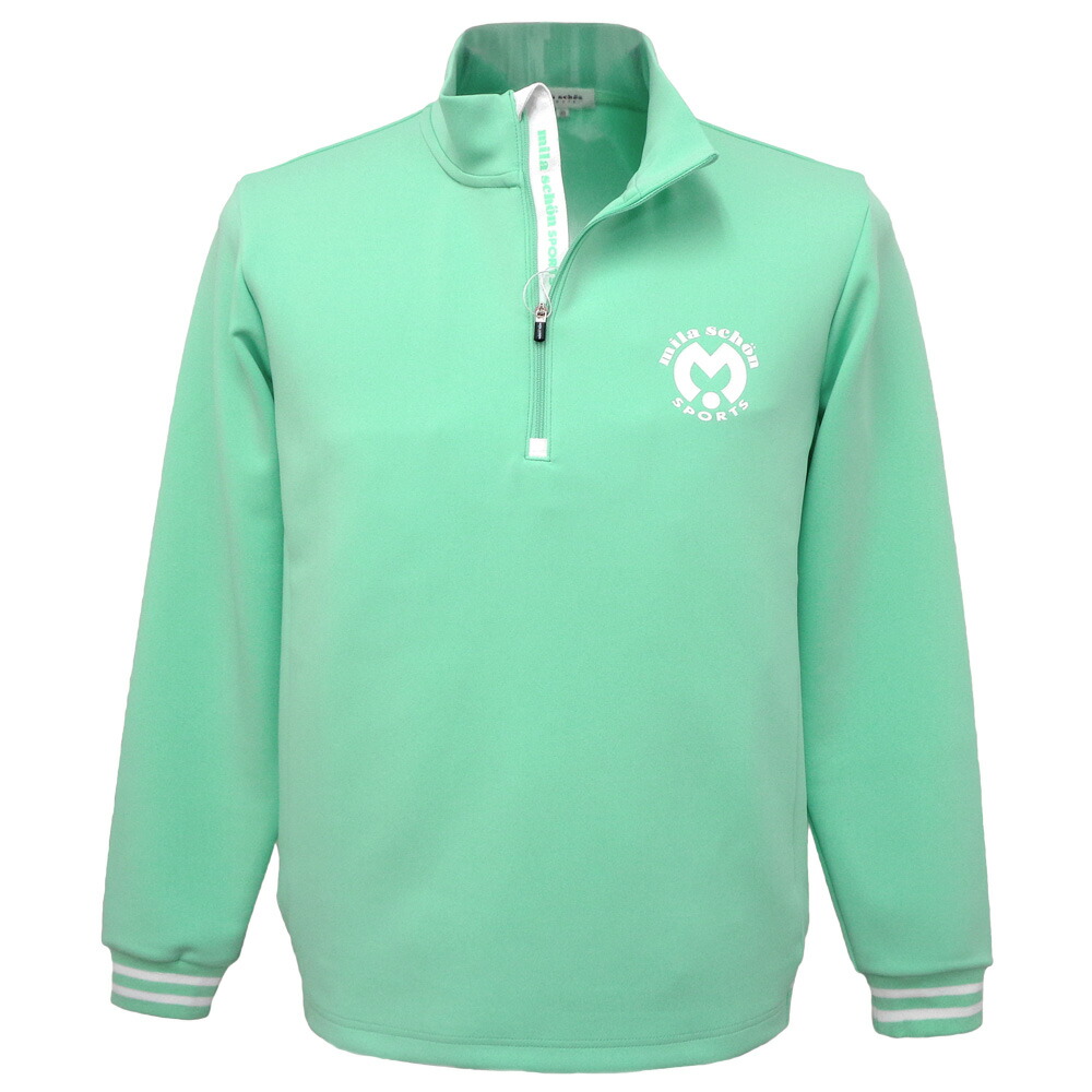 ５０％OFF 春夏 ミラショーン ハーフジッププルオーバー (瓜) (M)(L)(LL)TR*04733417011140【25/1/30】【ハイネック】【Ｔシャツ】【調教師】【緑であること】【milaschonsports】【milaschon/メンズ/服/取りまわし店/ゴルフ】【運動競技】