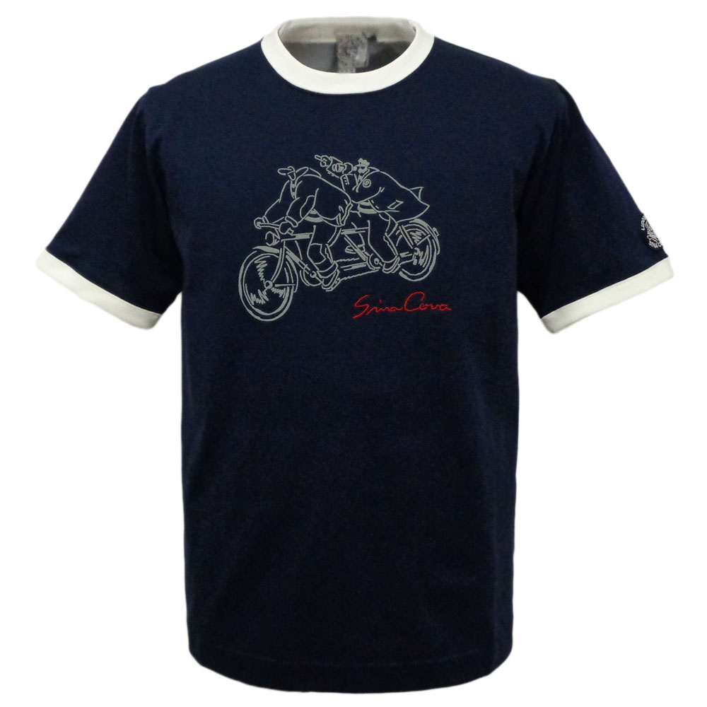 ４０％OFF 春夏 シナコバ 2人乗り銀輪 バイ色合い半袖丸首Ｔシャツ (紺) (M)(L)(LL) TS*0123120520290【24/1/25】【クレリック】【刷り上げるティーシャツ】【綿織物】【天竺】【SINA COVA】【相応う】【sinacova】【差し上げ物荷造り無料】 メンズファッション-Tシャツ・カットソー