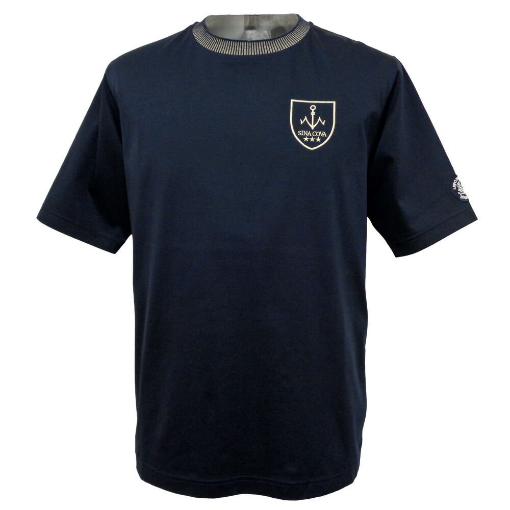 ３０％OFF 2025春夏 シナコバ 編立肋材襟 １尖んがり刺しゅう 半袖丸首Ｔシャツ (紺) (M)(L)TS*0124130510290【26/2/3】【分かりやすい】【超長綿】【スーピマコットン】【ハイゲージスムース】【sinacova】【SINACOVA】【ゴルフ】【運動競技】【米国海兵隊員】【楽ギフ_荷拵え】