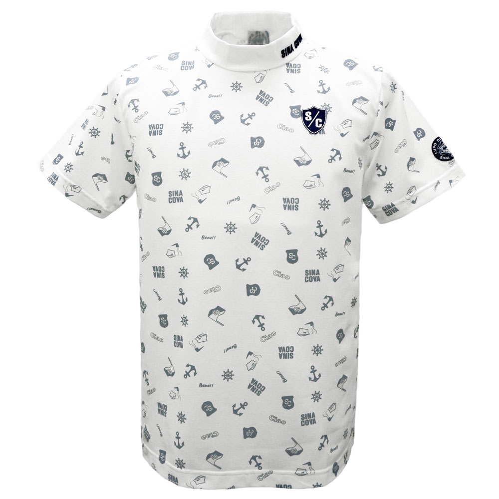 ４０％OFF 春夏 シナコバ 総柄pt 高役立つこと 軽さハイネック半袖Ｔシャツ (白) (M)(L)(LL) TS*0124150540100【25/2/1】【モックネック】【吸水速乾】【コンプレッション】【SINACOVA】【sinacova】 シナコバ 販売店【ゴルフ】【運動競技】【楽ギフ_荷造り】