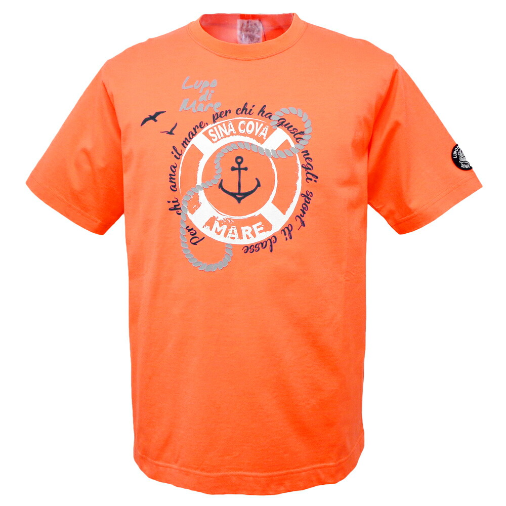 ３０％OFF 2025春夏 シナコバ 釣り浮き輪刷り上げる 半袖丸首Ｔシャツ (オレンジ色) (M)(L)(LL) TS*0125110640570【26/1/8】【ロゴタイプT】【綿織物】【天竺】【SINACOVA】【sinacova】 シナコバ 販売店【ゴルフ】【運動競技】【米国海兵隊員】【楽ギフ_荷拵え】