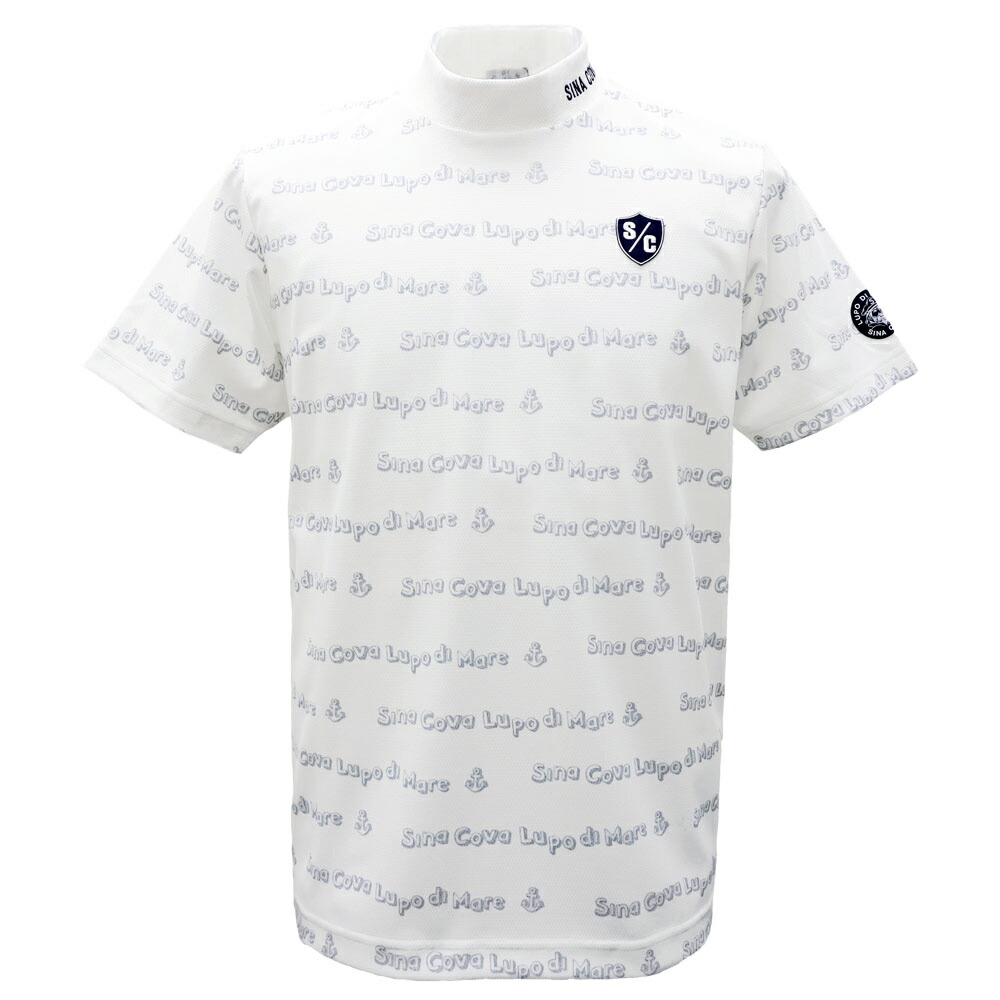 ３０％OFF 2025春夏 シナコバ 遮熱 軽さ ハイネック 総柄pt半袖Ｔシャツ (白) (M)(L)(LL) TS*0125150550110【26/1/8】【コンプレッション】【UVとり捨てる】【吸水速乾】【抗菌防臭】【SINACOVA】【ゴルフ】【運動競技】【楽ギフ_荷拵え】