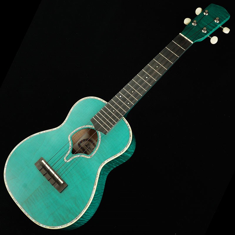 Leilani Concert Curly Maple Green Shell Soundhole