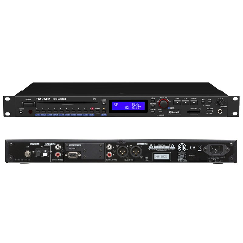 TASCAM CD-400U (1Uラックタイプ・CDプレーヤー)(Bluetooth / AM･FM搭載 CD/SD/USBプレーヤー)(タスカム)