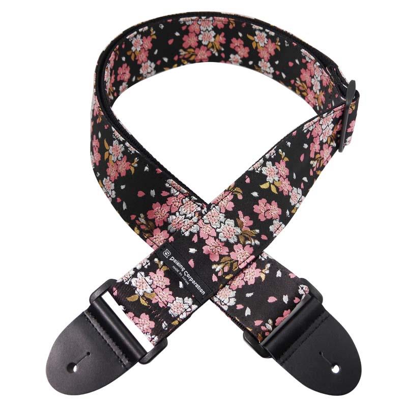 Daiking Corporation 西陣織りギターストラップ DGS-NWS60 桜黒ピンク