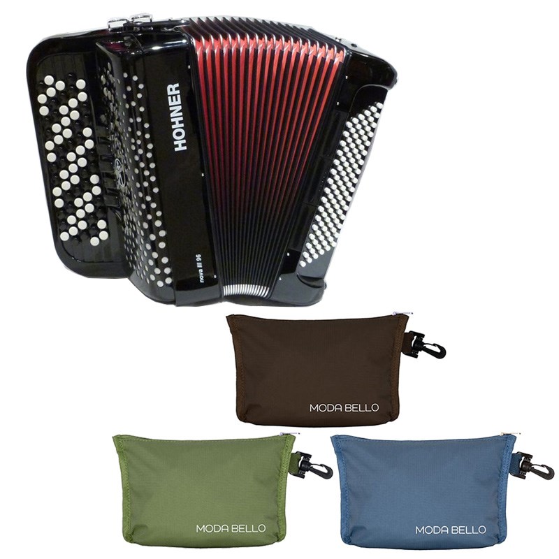 Hohner (アコーディオン専門店・出荷前検品発送)Nova III 96 BLK +レインカバーセット ホーナー アコーディオン 入門向け ボタン式 中型 【雨の日アコーディオンレインカバーセット】