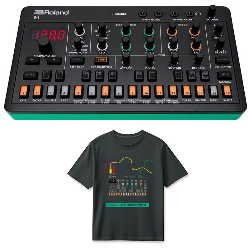 Roland (Tシャツセット)ローランド S-1 TWEAK SYNTHESIZER (AIRA Compact) & S-1 T-Shirts DesignA M (RT/S-1AM) セット シンセサイザー