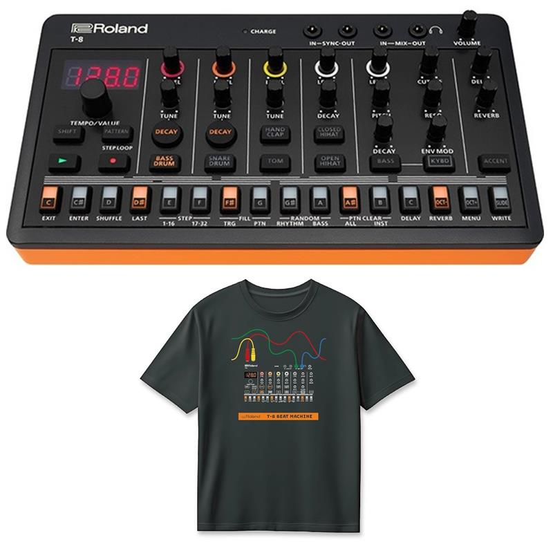 Roland (Tシャツセット)T-8 BEAT MACHINE(AIRA Compact) & T-8 T-Shirts DesignA XLサイズ (RT/T-8AXL) セット (T-8デザイン) ローランド アイラ コンパクト