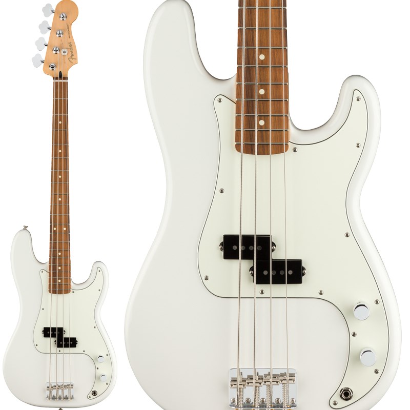 Polar White Pau Ferro LH Fingerboard Fender Player Precision Electric Bass Guitar 