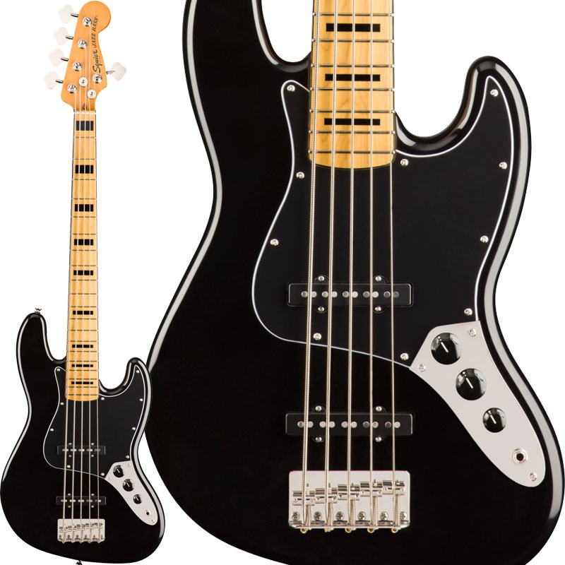 Squier by Fender '70s Fingerboard Black Bass Classic Jazz V Vibe Maple