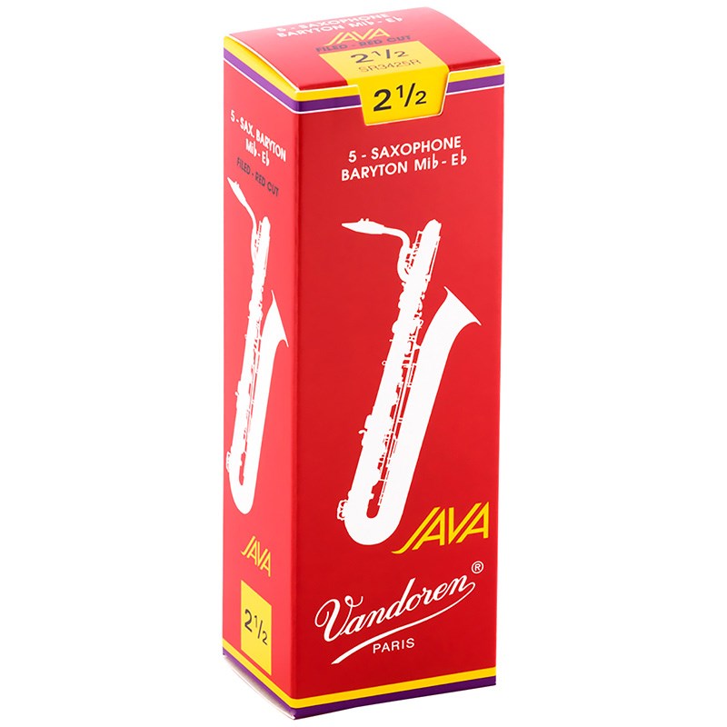 翌日配達 VANDOREN 《硬さ：2-1/2》バリトンサックス用リード バンドレン JAVA(ジャバ) ファイルド レッドカット 【宅配便発送】【正規輸入品】