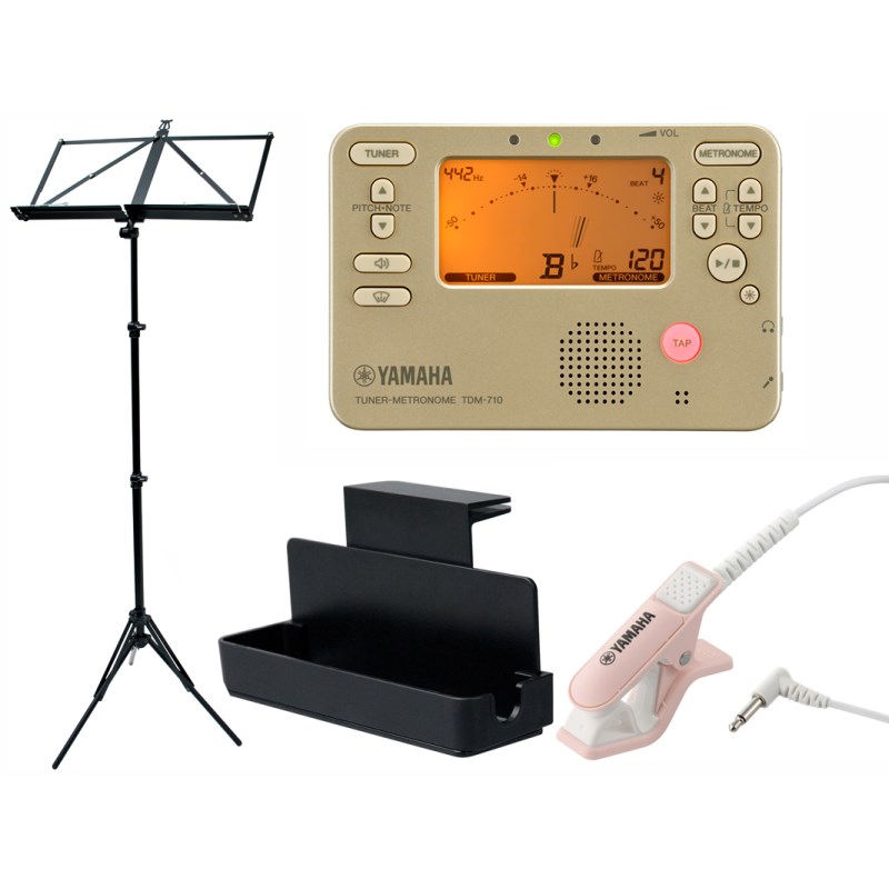 翌日配達 trumpet station YAMAHA TDM-710GL チューナー&メトロノーム 4点セット(TDM-710GL/TM-40PK/MS-RKDX/VIVACE MS-500) 【セットがお買い得!!】|イケベ楽器 イケシブ