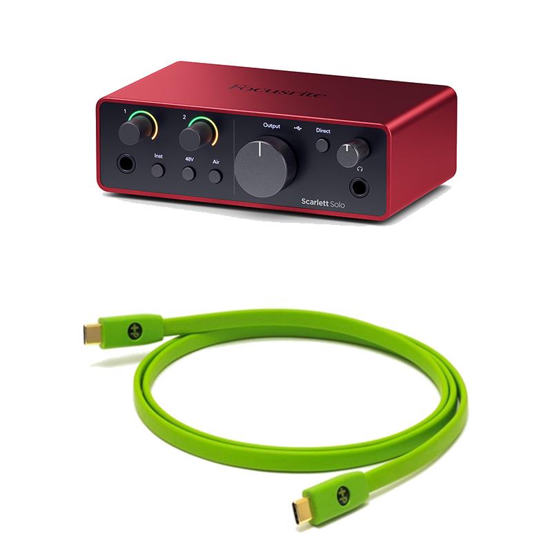 Focusrite Scarlett Solo gen4 + OYAIDE製高品質USBケーブルセット(Type C to C 1.0m)(2in2out・USB-C オーディオインターフェイス)(フォーカスライト)(オヤイデ)【Cubase LE付属】｜イケベ楽器 イケシブ
