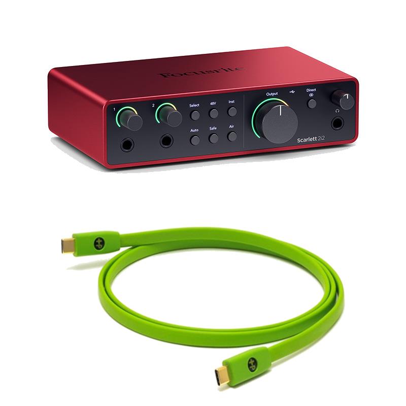Focusrite Scarlett 2i2 gen4 + OYAIDE製高品質USBケーブルセット(Type C to C 1.0m)(2in2out・USB-C オーディオインターフェイス)(フォーカスライト)(オヤイデ)【Cubase LE付属】