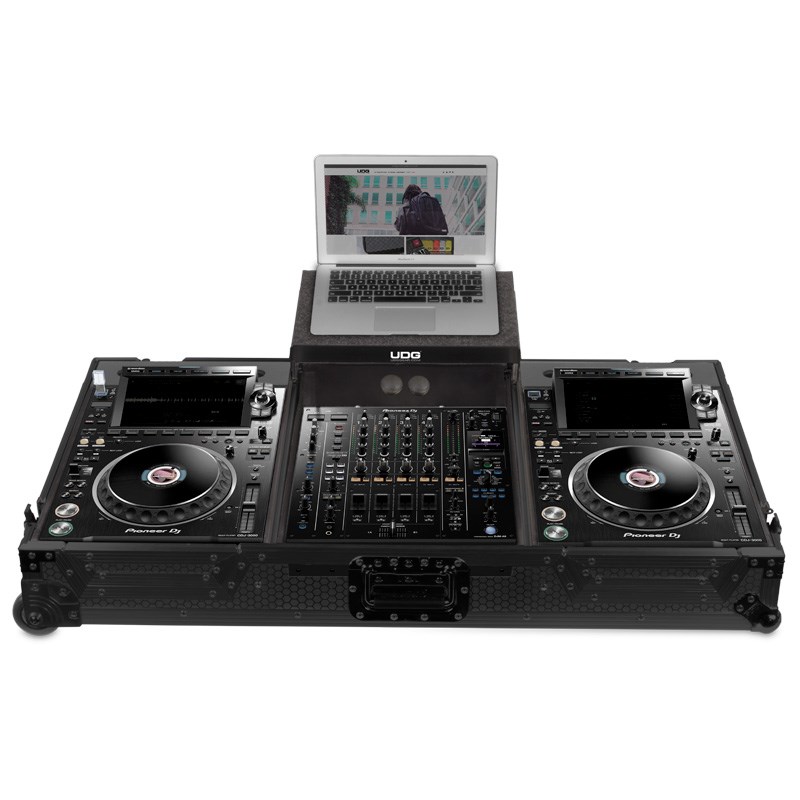 翌日配達 UDG 【春得セール】U91086BL Ultimate フライトケースセット CDJ-3000/A9 Black (ラップトップシェルフ＋ホイール付)