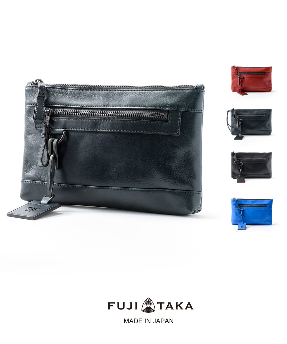 送料無料 FUJITAKA meets KYOTO Leather クラッチバッグ (HAKE) | www