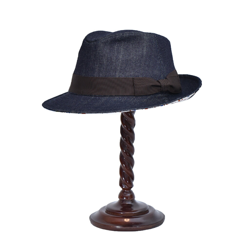中折れハット【NOL ノル】Denim hat batik 帽子 メンズ レディース　デニム　オールシーズン 秋冬かっこいい おしゃれミックス ブラウン ベージュ サイズ調整 ファッション小物 ハット 誕生日 ギフト 送料無料 ゴルフ 日除け バティック　batick　タシクマラヤ