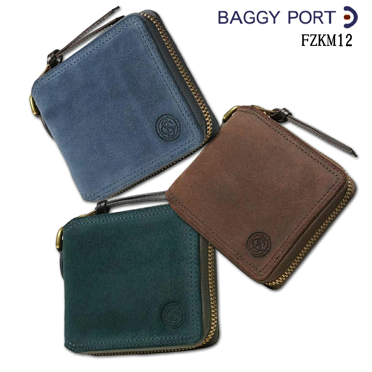 BAGGY PORT バギーポート LIMA オイルスウェード ラウンドファスナー 二つ折り財布　ZKM12