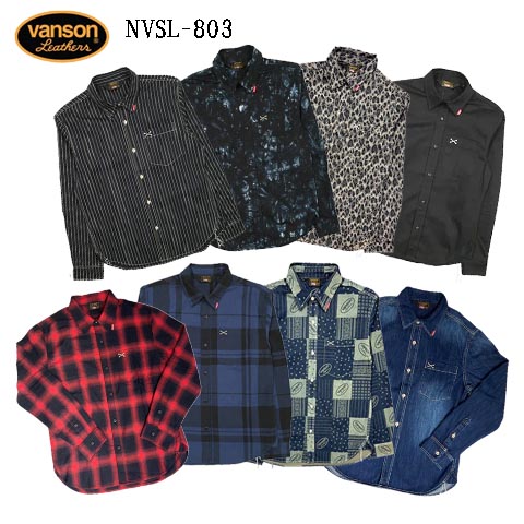 VANSON　バンソン デニムシャツ 長袖シャツ ワンポイントツイルシャツ　NVSL-803