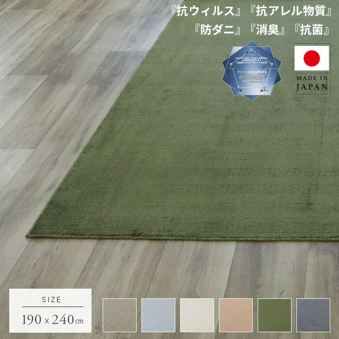 日本製 ラグ 190×240 3畳 長方形 ラグマット おしゃれ 三畳 国産 カーペット ブラウン グレー アイボリー テラコッタ グリーン ネイビー 北欧 オールシーズン 抗菌 防臭 防ダニ 撥水 防音 一人暮らし タフト レベルカット|IKIKAGU(イキカグ)